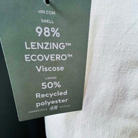 NWT H&M Cream V neck Keyhole Dress Size Medium - Picture 7 of 9